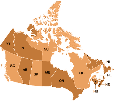 Provinces in Canada with Number of Martial Arts Schools